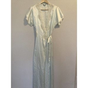 Vintage Christian Dior Robe Pale blue bridal small short sleeve